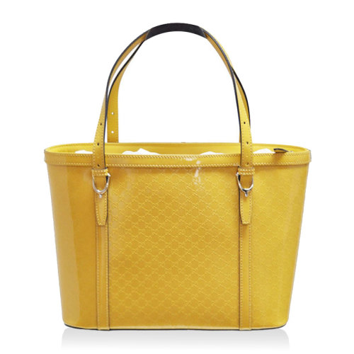 GUCCI/古驰 女士黄色漆皮双G logo标志单肩包手提包(99新未使用)