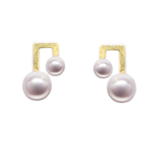 zhuella/珠艾乐 日本海水珠音符耳环耳钉耳饰