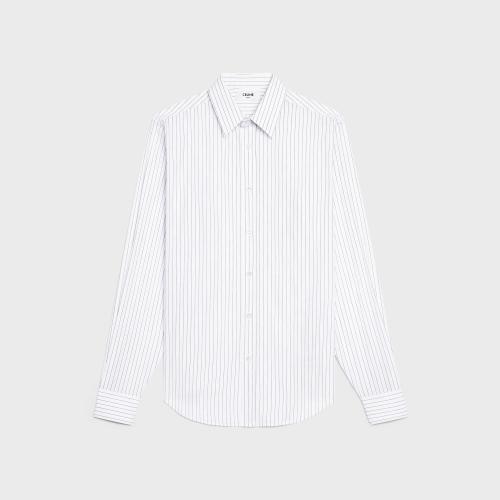  CELINE赛琳思琳 22年秋冬 男士 长袖衬衫 条纹府绸经典衬衫 2C028040Q.01XN