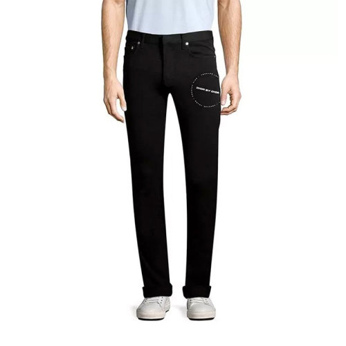 Dior/迪奥  男装 服装 黑色棉质侧边印花装饰时尚修身长裤 男士休闲裤裤装