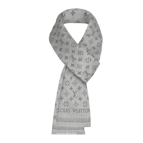Louis Vuitton/路易威登新款 MONOGRAM ESSENTIAL系列 男士灰色棉质老花围巾M71619