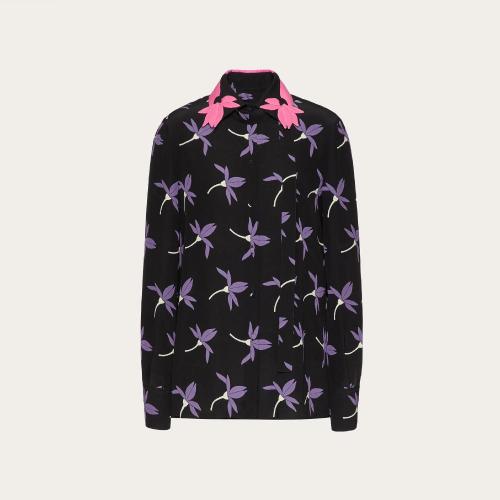  VALENTINO华伦天奴 22年秋冬 女士 长袖衬衫 CHEMISE IMPRIMéE EN CREPE DE CHINE XB3AB3556U