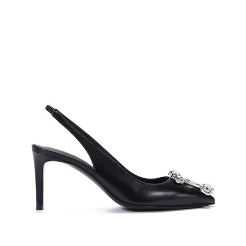 Salvatore Ferragamo/菲拉格慕 女士HIROSHI系列羊皮镶嵌装饰露跟鞋高跟凉鞋 0741137