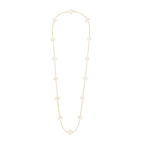 Van Cleef & Arpels/梵克雅宝 经典款Pure Alhambra系列 18k金黄金镶白珍珠母贝14四叶草长项链VCARA39900