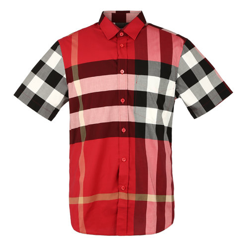 BURBERRY/博柏利 短袖格纹弹力棉府绸衬衫男士短袖T恤80208561