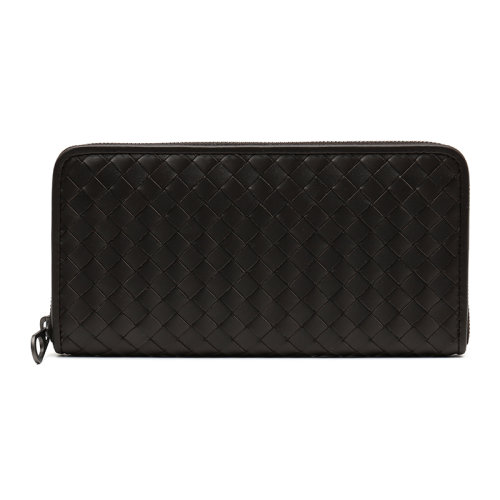 Bottega Veneta/葆蝶家 咖啡色牛皮革时尚编织男士长钱夹钱包（无原装盒） 510643V4651