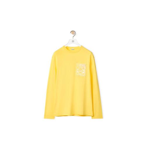  LOEWE罗意威 22年秋冬 男士 长袖T恤 Anagram fake pocket long sleeve T-shirt in cotton H52