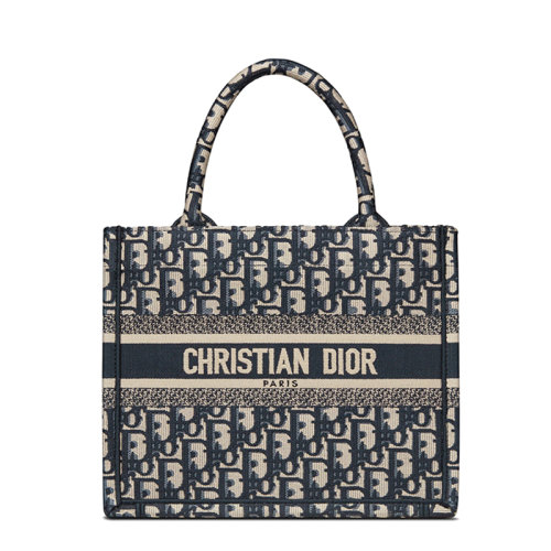 DIOR/迪奥 22春夏新款BOOK系列 女士小号蓝色老花印花织物徽标刺绣单肩手提托特包M1265ZRIW_M928