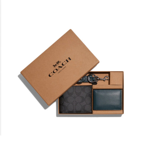 COACH/蔻驰 男包 经典老花三合一钱包钥匙扣卡包C6790