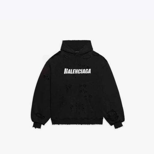  BALENCIAGA巴黎世家 22年春夏 男士 卫衣 Destroyed 连帽衫 659403TKVB61093 预定商品1-3周发货