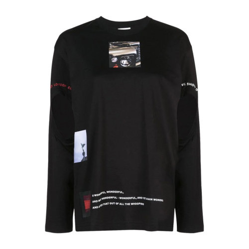 Burberry 博柏利   女装 服装 黑色棉质镂空细节图案印花 女士长袖T恤