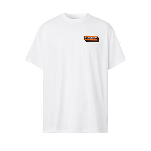 BURBERRY/博柏利 22年春夏新款 男士白色纯棉徽标嵌花宽松短袖T恤80580931
