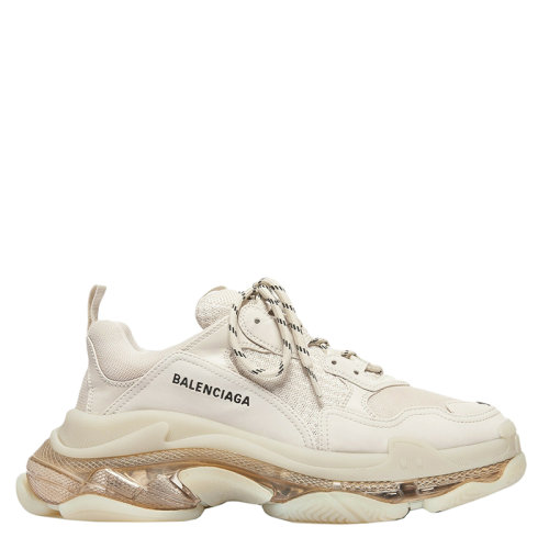 Balenciaga/巴黎世家 2021年新款 Triple S系列 女士米色网眼配透明底运动鞋544351W2GA19710