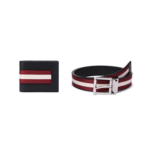 BALLY/巴利【22春夏新款】男士皮质/织物针扣式双面皮带腰带钱包礼盒套装 BALLY GIFTBOX BTY