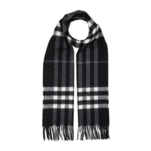 BURBERRY/博柏利 男士经典黑色羊绒流苏格纹时尚围巾围脖 4030500