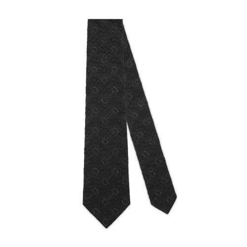 GUCCI古驰 22年秋冬 男士 马衔扣提花真丝羊毛领带 720993 4E799 1000