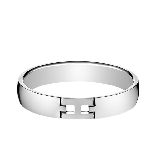 HERMES/爱马仕 经典Ever Héraklès系列 18K金白金H形结婚戒指H119854B