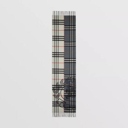  BURBERRY 22年秋冬 女士 蒙太奇羊绒提花围巾 80639011