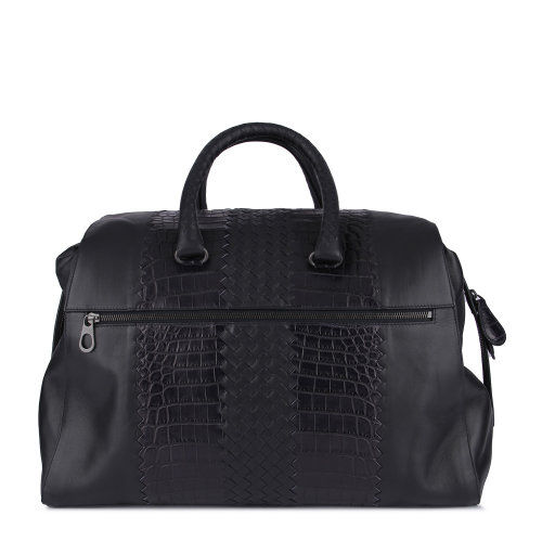 【秒发】Bottega Veneta/葆蝶家 女士黑色编织款鳄鱼皮手提包