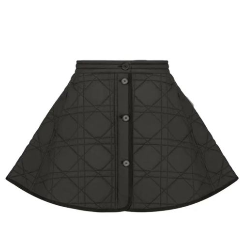 DIOR/迪奥 Macrocannage系列 女士黑色绗缝科技塔夫绸迷你半身裙157J66A2827X9000【主推】