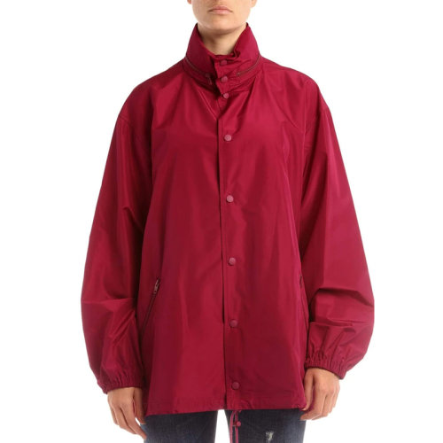 Balenciaga/巴黎世家 女士红色涤纶背面徽标印花立领长袖拉链风衣外套 556168-TYD36-5061