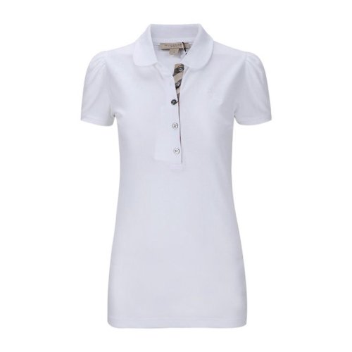 BURBERRY/博柏利 女装 服饰 简约时尚 白色 棉质刺绣半袖开襟衫 女士短POLOT恤 3812825