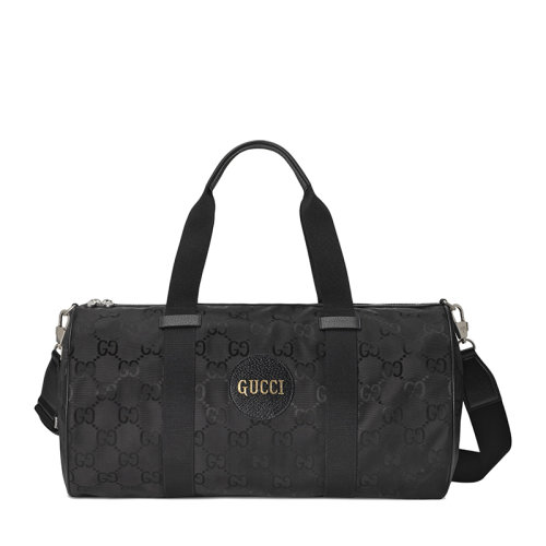 GUCCI/古驰 经典Off the Grid系列 男女同款黑色双G再生尼龙皮革滚边拉链手提旅行包658632H9HVN1000