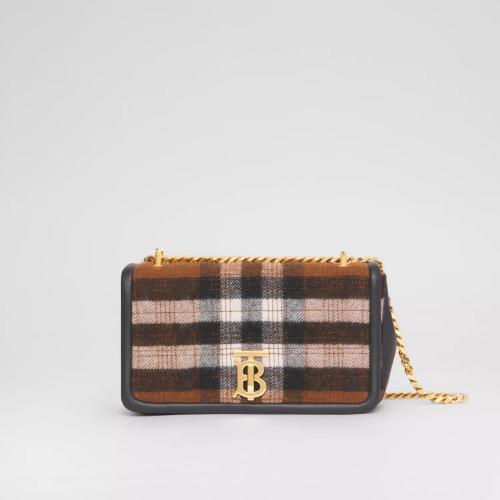  BURBERRY 22年秋冬 女士 Lola – 小号绗缝格纹羊绒萝纳包 80470251 预定商品1-3周发货