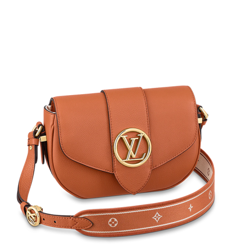 Louis Vuitton/路易威登 22春夏新款PONT 9 SOFT系列 女士中号金橘色粒面牛皮革金扣翻盖开合单肩斜挎包M58968
