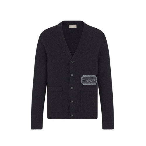 DIOR/迪奥 22年秋冬新款 男士黑色羊绒饰有同色系刺绣LOGO图案针织开衫243M230AT474_C988