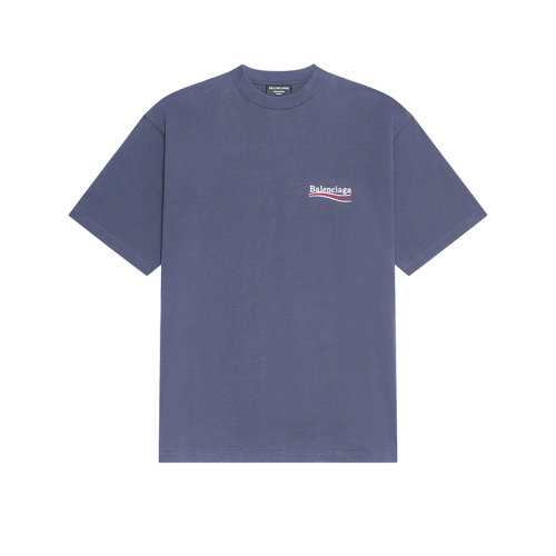 Balenciaga/巴黎世家 22年早春新款 POLITICAL CAMPAIGN系列 男士灰蓝色纯棉廓形宽松短袖T恤641675TKVJ11366