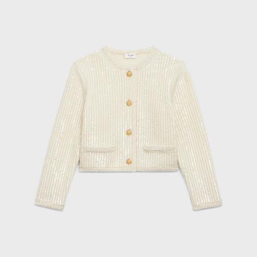  CELINE赛琳思琳 22年秋冬 女士 针织衫 罗纹马海毛刺绣开衫 2AB54083T.01OW