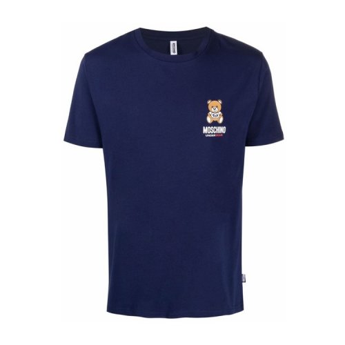 MOSCHINO/莫斯奇诺 男士蓝色棉质短袖T恤 19248103 290