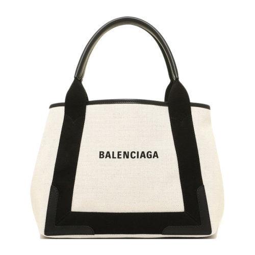 Balenciaga/巴黎世家 女士黑白拼色帆布配皮时尚字母徽标印花手提包手袋手包女包 339933-AQ38N-1081