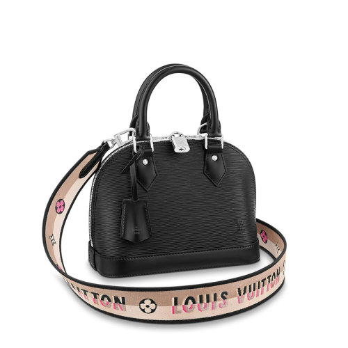 Louis Vuitton/路易威登 22春夏新款ALMA BB系列 女士黑色粒面牛皮革银锁银扣单肩斜跨手提包M59217