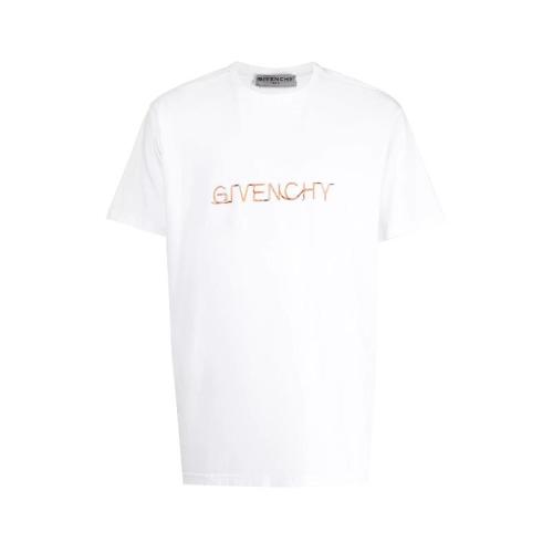 Givenchy/纪梵希 男士 时尚百搭 男装 白色棉质圆领短袖T恤 BM710N3002-100 HJH0034C