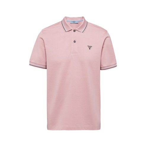 PRADA/普拉达 22年秋冬新款 男士雪粉色纯棉短袖Polo衫UJN765_1ZMI_F0AL2_S_212