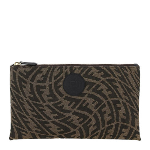 FENDI/芬迪 男女同款中性款棕色印花手拿包钱包卡包 8N0149-AFL2-F1BAH