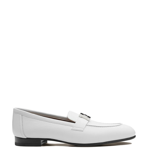 HERMES/爱马仕 22年秋冬新款 Paris系列 女士白色牛皮银色H莫卡辛鞋乐福鞋H211288Z92360