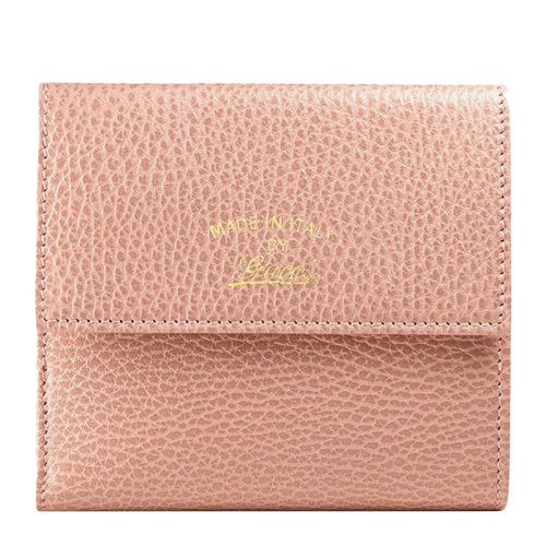 GUCCI/古驰 女士裸粉色牛皮徽标印花按扣开合短款折叠翻盖钱夹钱包女包  368233-CAO0G-5806