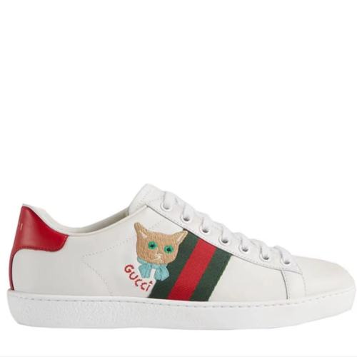 GUCCI/古驰  新款百搭舒适猫咪刺绣Ace女士休闲运动鞋 6641421XG609065【主推】