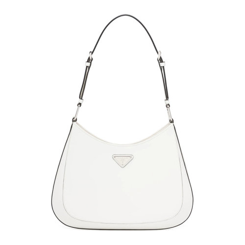 PRADA/普拉达 Cleo系列 女士白色拉丝皮革磁扣三角金属徽标单肩斜挎包1BC156_ZO6_F0PG7_V_HOO