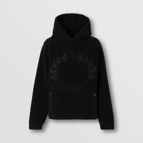  BURBERRY 22年秋冬 男士 Embroidered Oak Leaf Crest Fleece Hoodie 80625591