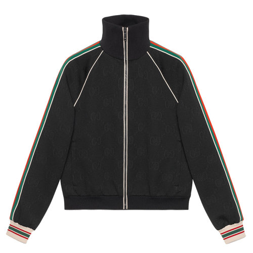 GUCCI/古驰 男士黑色GG提花针织拉链外套662270XJDE91043