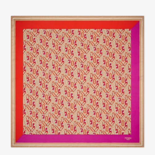  FENDI芬迪 22年秋冬 女士 围巾 浅棕色桑蚕丝围巾 FXT091AIXAF0H1N