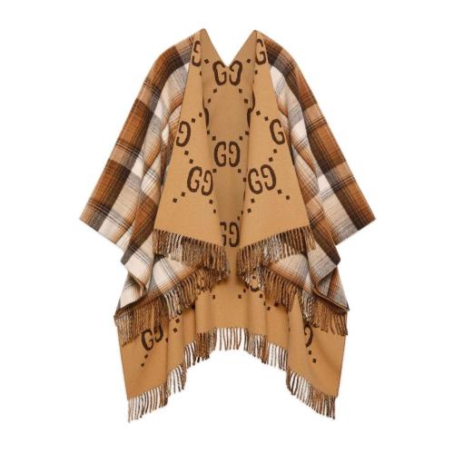  GUCCI古驰 22年秋冬 女士 双面GG羊毛披巾 553118 4G200 9764