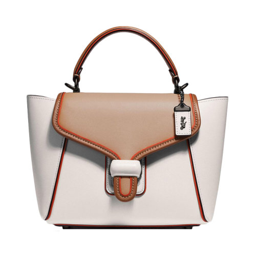 COACH/蔻驰 女士翻盖搭扣手拎包 702 V5CAH 白色拼色