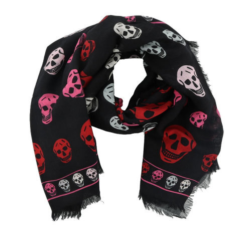Alexander McQueen/亚历山大麦昆  骷髅图案羊毛混纺围巾围巾/披肩 4968273A34Q1074 HQY012345C