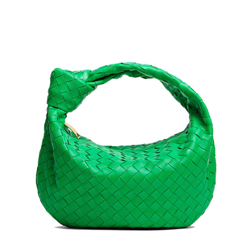Bottega Veneta/葆蝶家 22新款Teen Jodie系列 女士鹦鹉绿色Intrecciato羊皮革编织单肩手提包690225VCPP03722