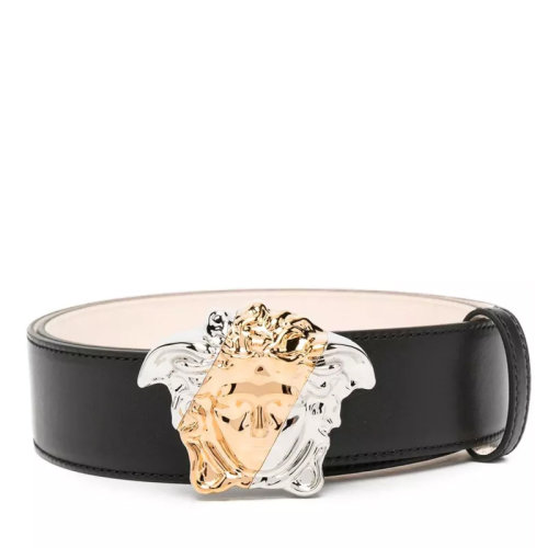 VERSACE/范思哲  男士黑色皮革时尚经典金银色美杜莎头像板扣式皮带腰带  DCU8443-DV3TN-D41VP